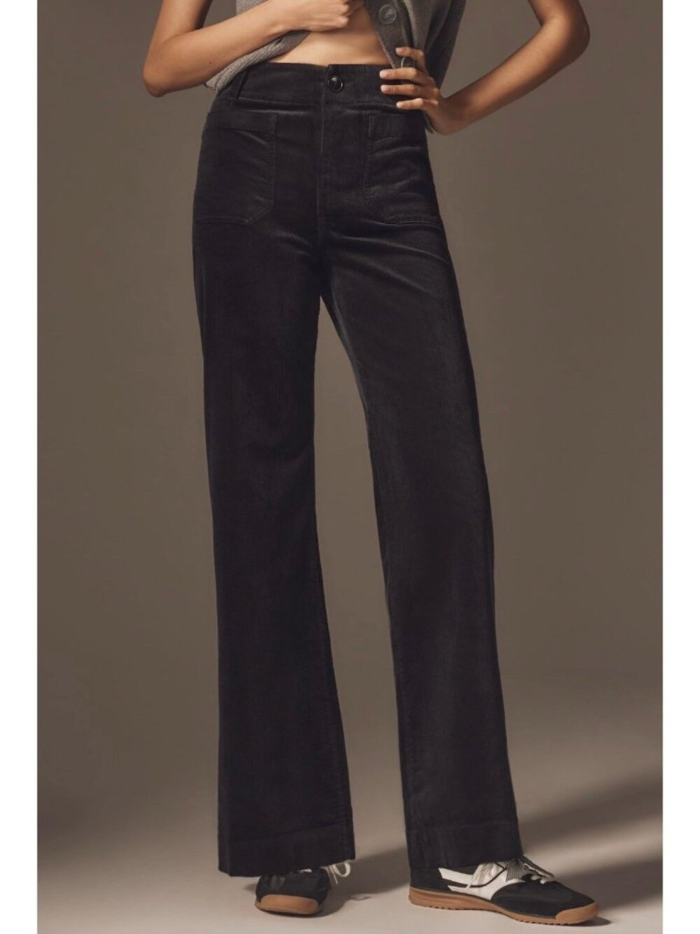 Anthropologie Maeve Colette Corduroy Full-Length Wide-Leg Pants Womens 26 Black